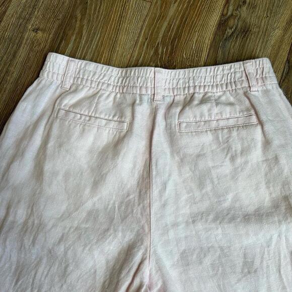 Lands End Womens Lt Pink High Rise Wide Leg 100% Linen Pleated Pants Size 10 - Picture 9 of 9